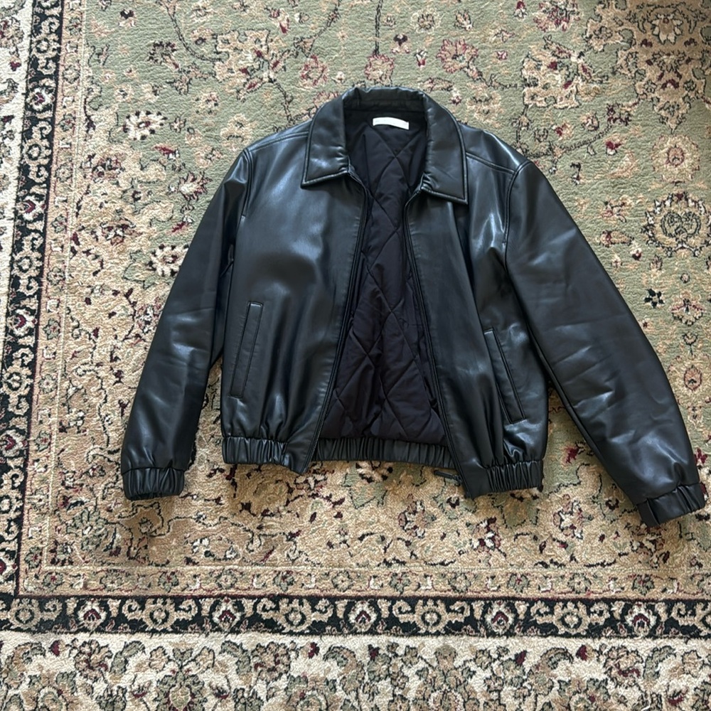 Vegan Leather Bomber Jacket - Oak + Fort